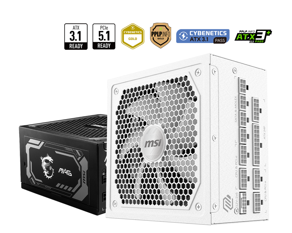 1000W MSI MAG A1000GL PCIE5 WHITE POWER SUPPLY