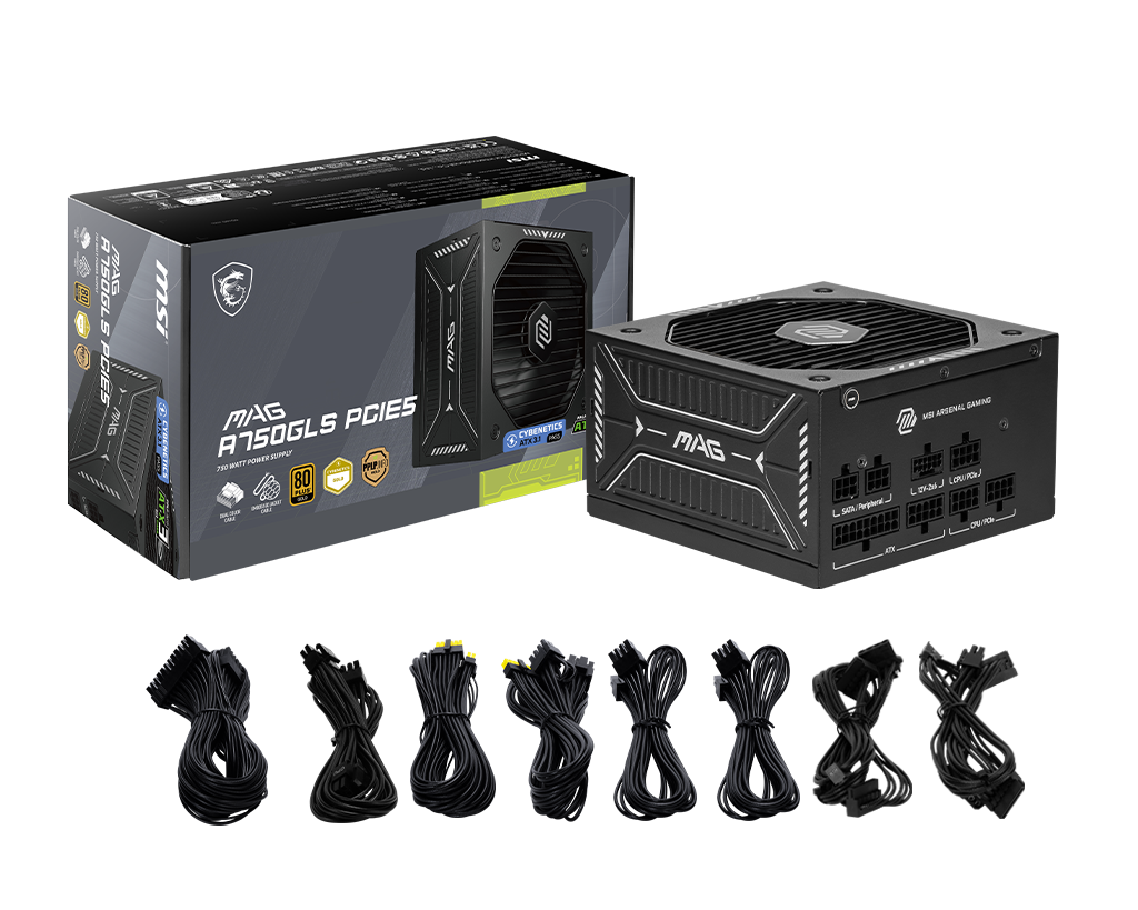 750W MSI MAG A750GLS PCIE5 POWER SUPPLY