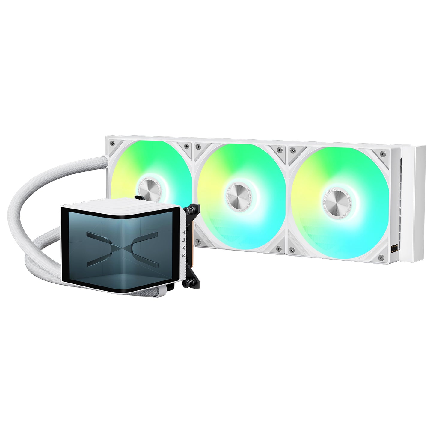 TRYX PANORAMA 360 ARGB WHITE V1 L-SHAPED AMOLED SCREEN LIQUID COOLER