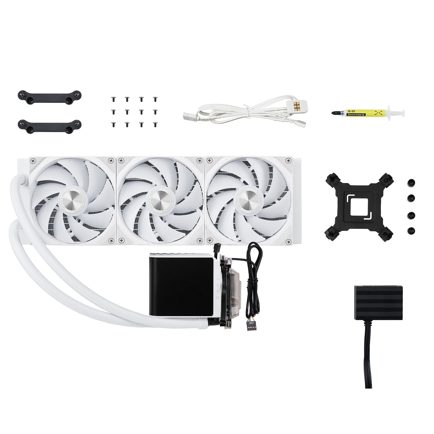 TRYX PANORAMA 360 ARGB WHITE V1 L-SHAPED AMOLED SCREEN LIQUID COOLER