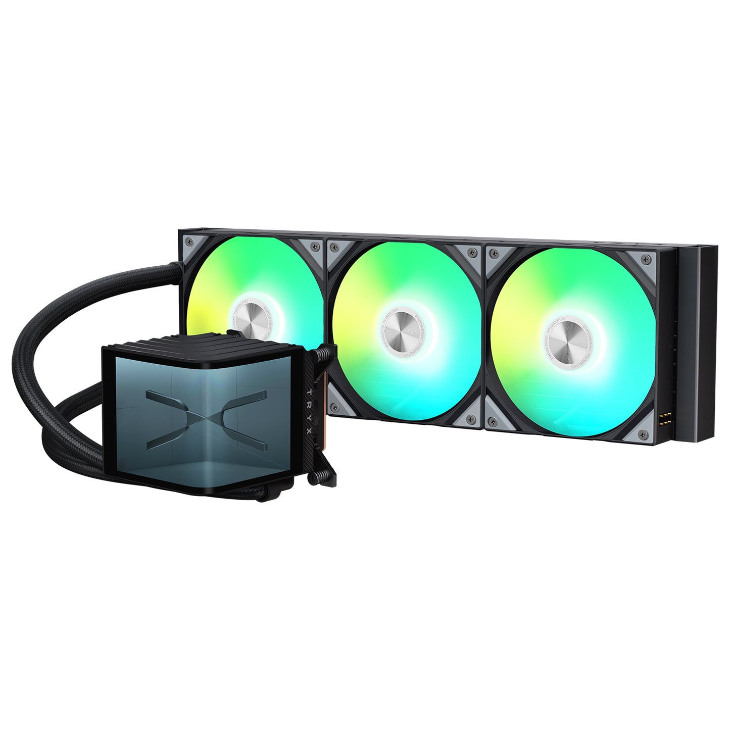 TRYX PANORAMA 360 ARGB BLACK V1 L-SHAPED AMOLED SCREEN LIQUID COOLER