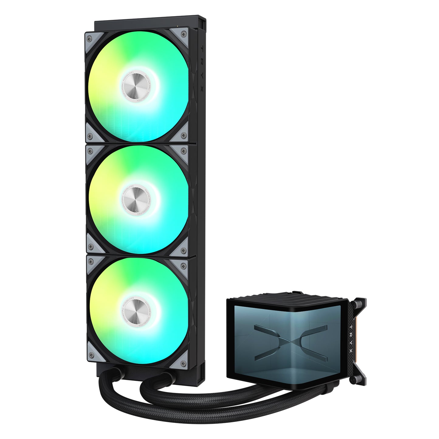 TRYX PANORAMA 360 ARGB BLACK V1 L-SHAPED AMOLED SCREEN LIQUID COOLER