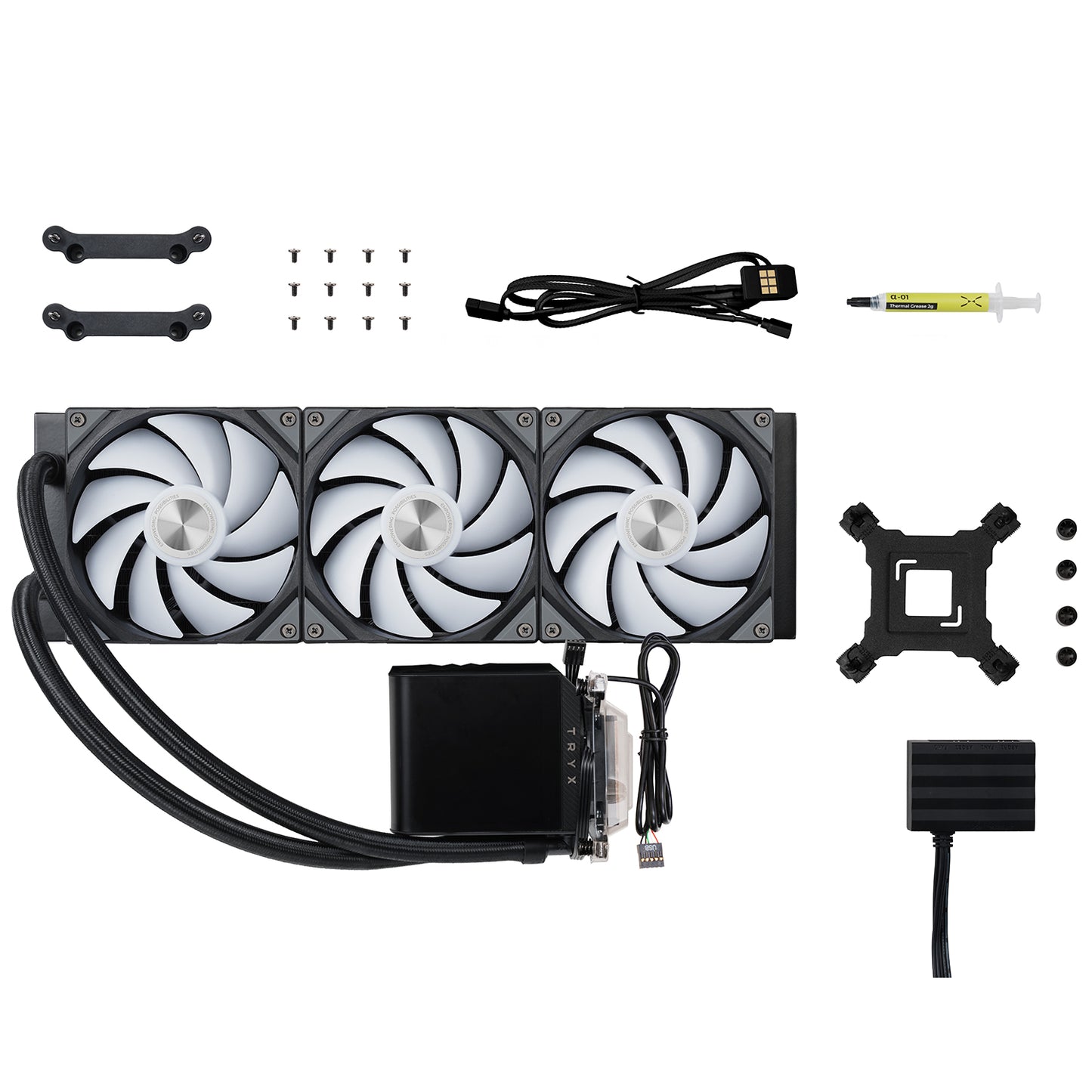 TRYX PANORAMA 360 ARGB BLACK V1 L-SHAPED AMOLED SCREEN LIQUID COOLER