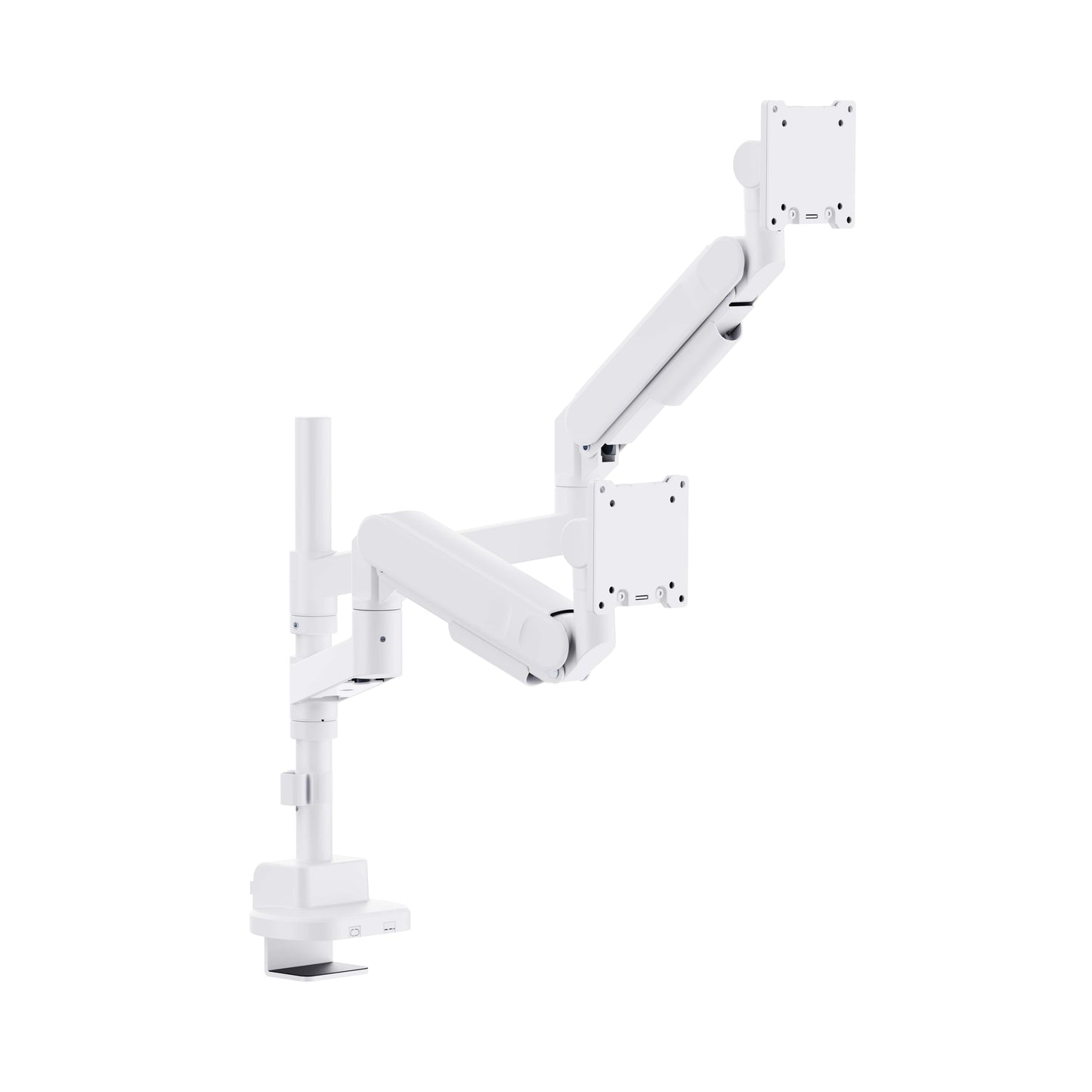 INFINITY WHITE Ergonomic and Style Heavy-Duty Gas Spring Dual Monitor Arm support 24”-57”, up to 27kg - INF753-C024P