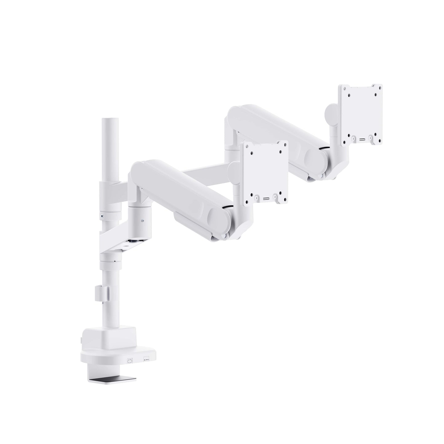 INFINITY WHITE Ergonomic and Style Heavy-Duty Gas Spring Dual Monitor Arm support 24”-57”, up to 27kg - INF753-C024P