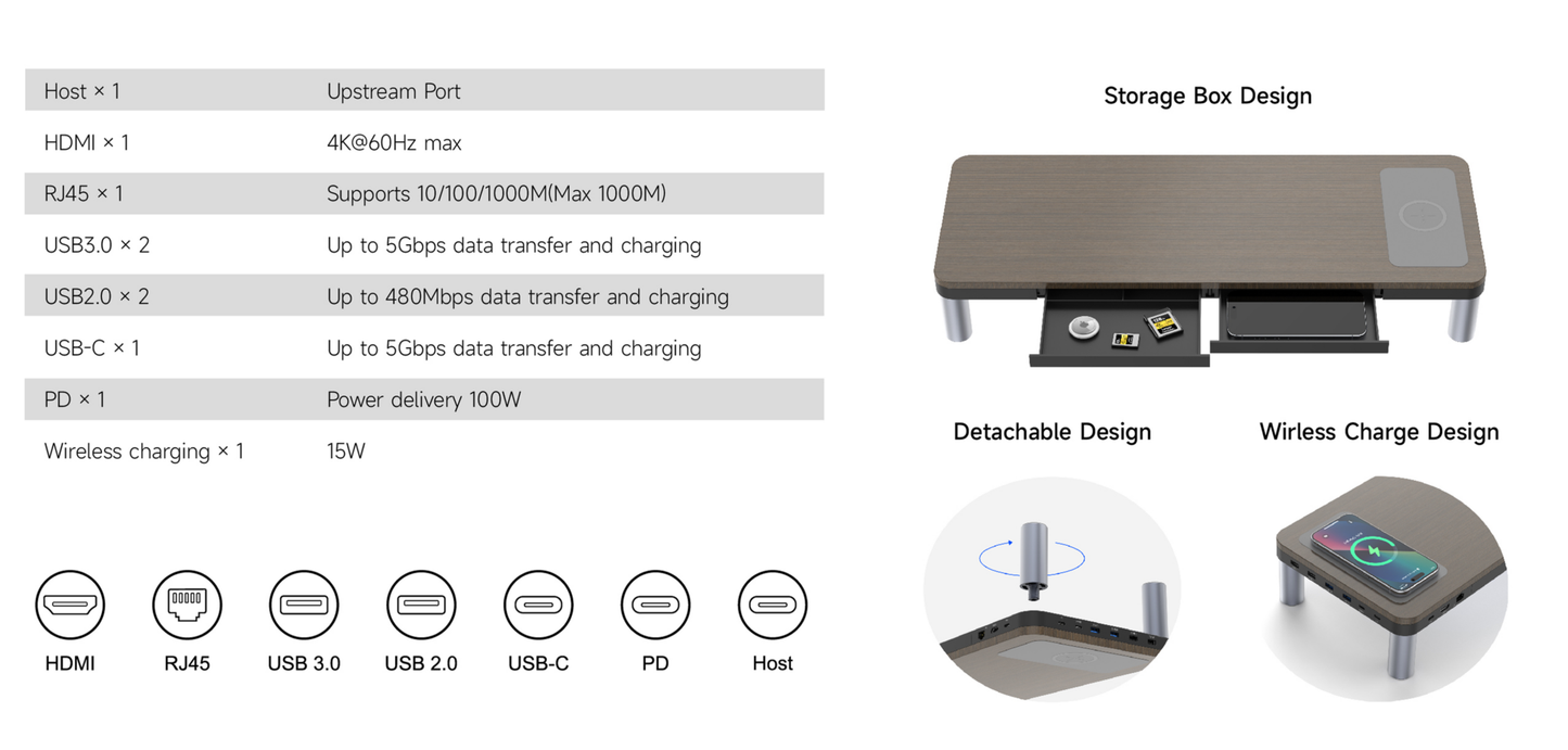 INFINITY MONITOR RISER (DOCKING & WIRELESS CHARGER)