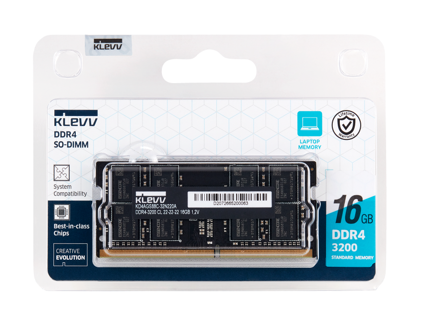 16GB (3200MHz) KLEVV SODIMM MEMORY