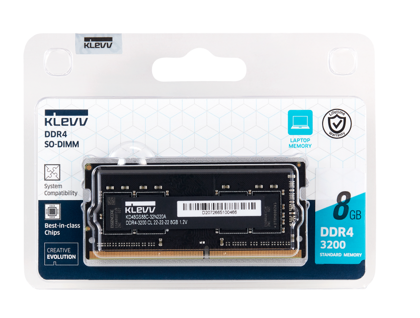 8GB (3200MHz) KLEVV SODIMM MEMORY