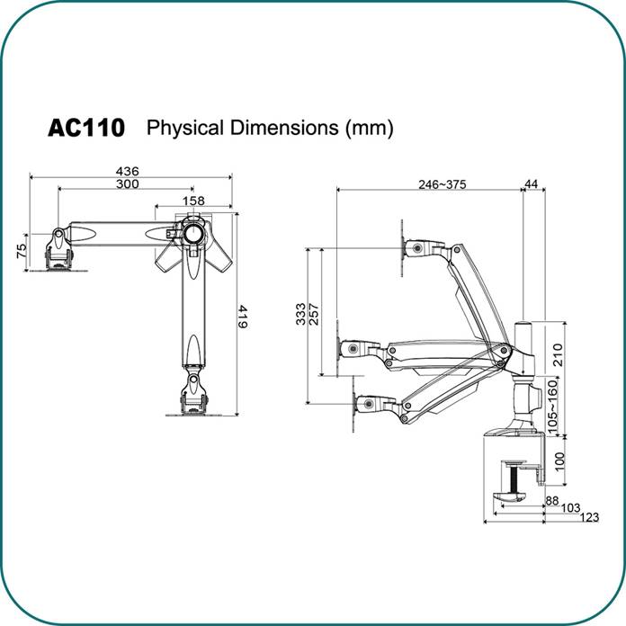 AAVARA AC110C CLAMP SINGLE FREE STYLE MONITOR STAND