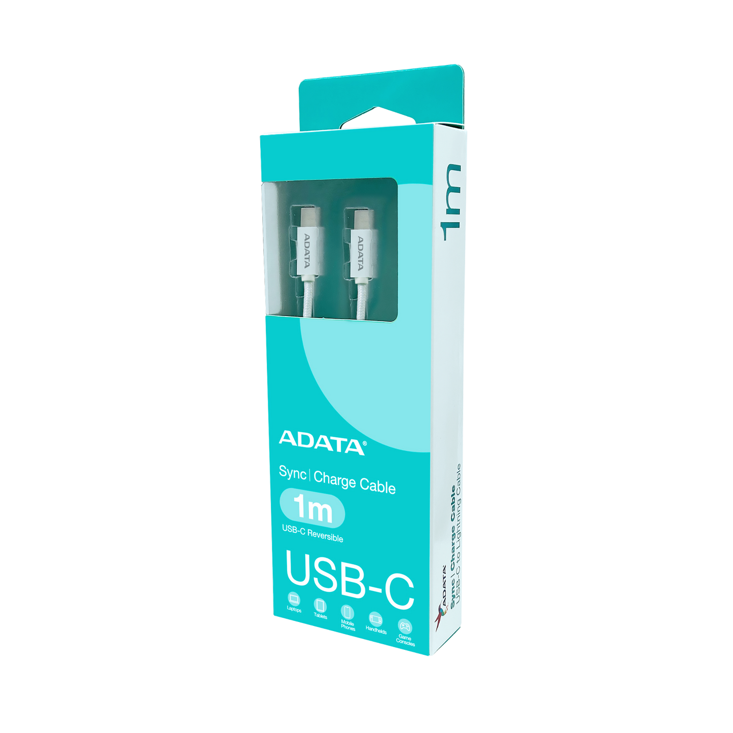 ADATA USB TYPE C TO TYPE C M-M CABLE WHITE support 100W, QC 3.0, PD 3.0 - CACC-100PN-WH