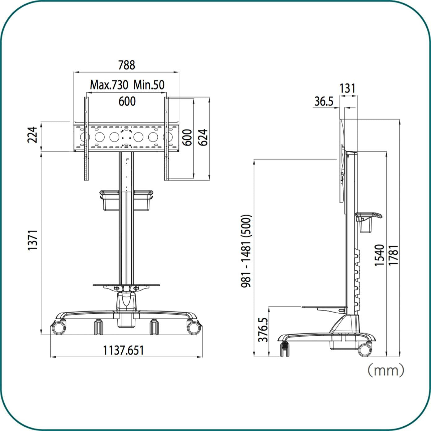 AV-CDT760 LARGE CONFERENCE DISPLAY TROLLEY CART.