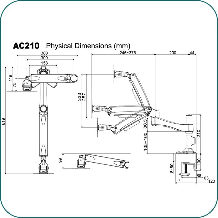 AAVARA AC210 CLAMP SINGLE FREE STYLE MONITOR STAND