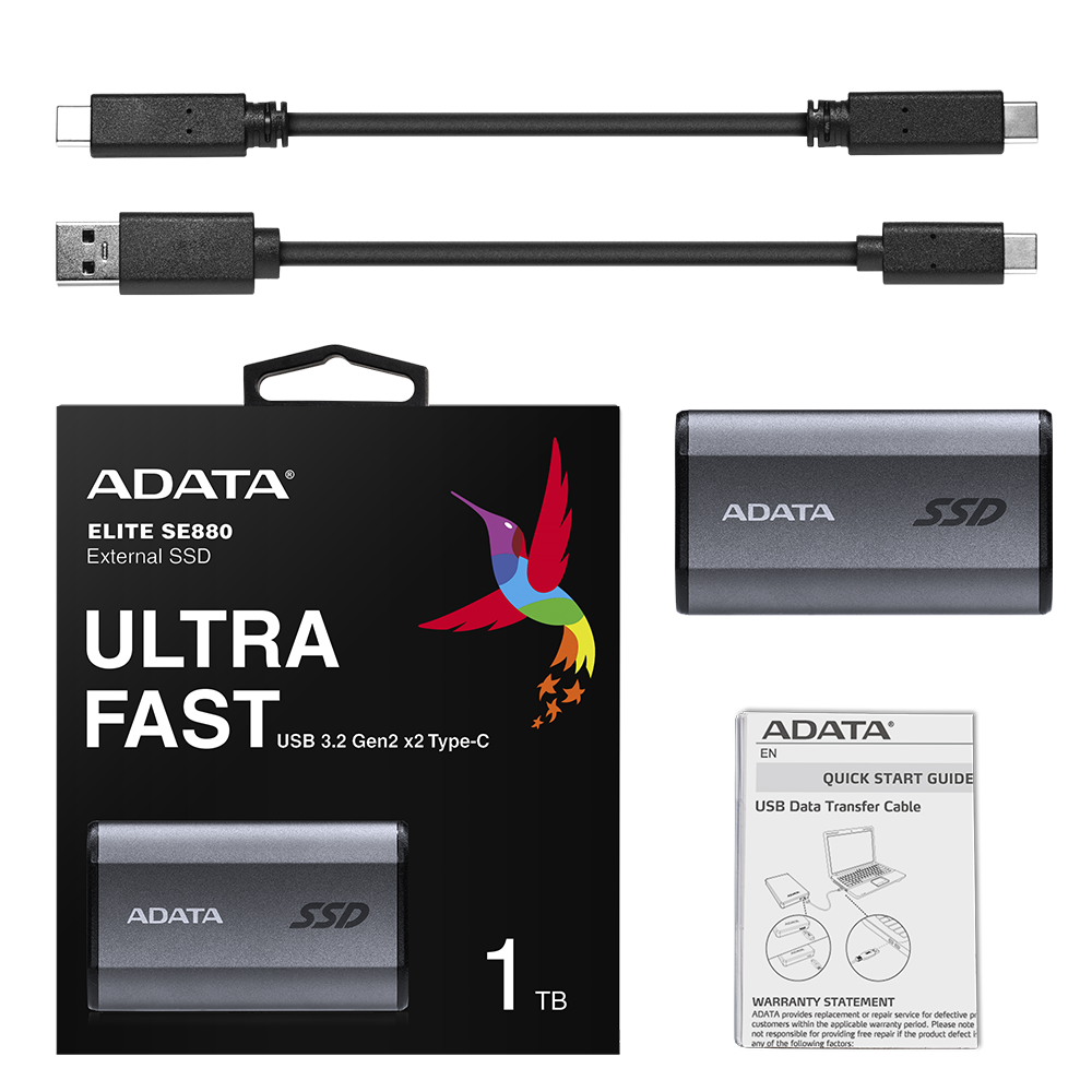 1TB ADATA SE880 PORTABLE SSD TITANIUM GREY