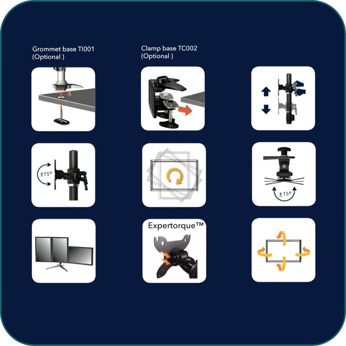 AAVARA DS300 FREESTANDING TRIPLE MONITOR STAND