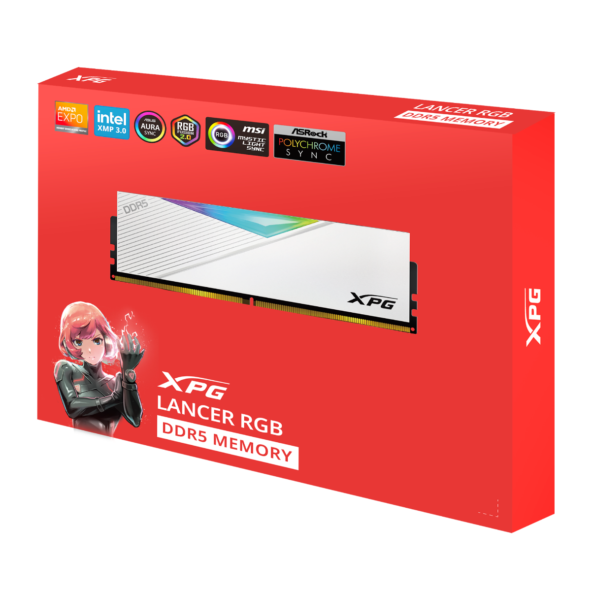 32GB KIT (7200MHz) ADATA XPG LANCER GAMING MEMORY WHITE/RGB