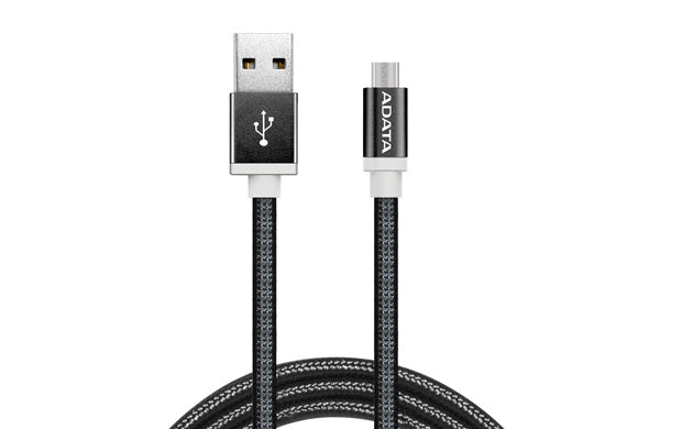 ADATA MicroUSB CABLE ALUMINIUM/KNIT BLACK - AMUCAL-100CMK-CBK