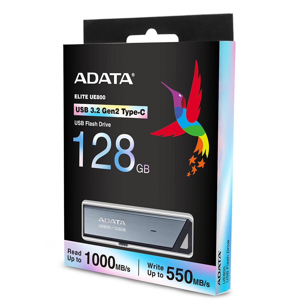 128GB ADATA UE800 USB3.2 (GEN2) TYPE-C FLASH DRIVE TITANIUM