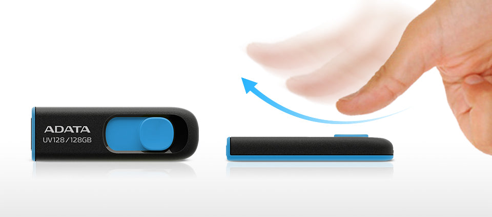 64GB ADATA UV128 USB3.2 (GEN1) FLASH DRIVE BLACK/BLUE