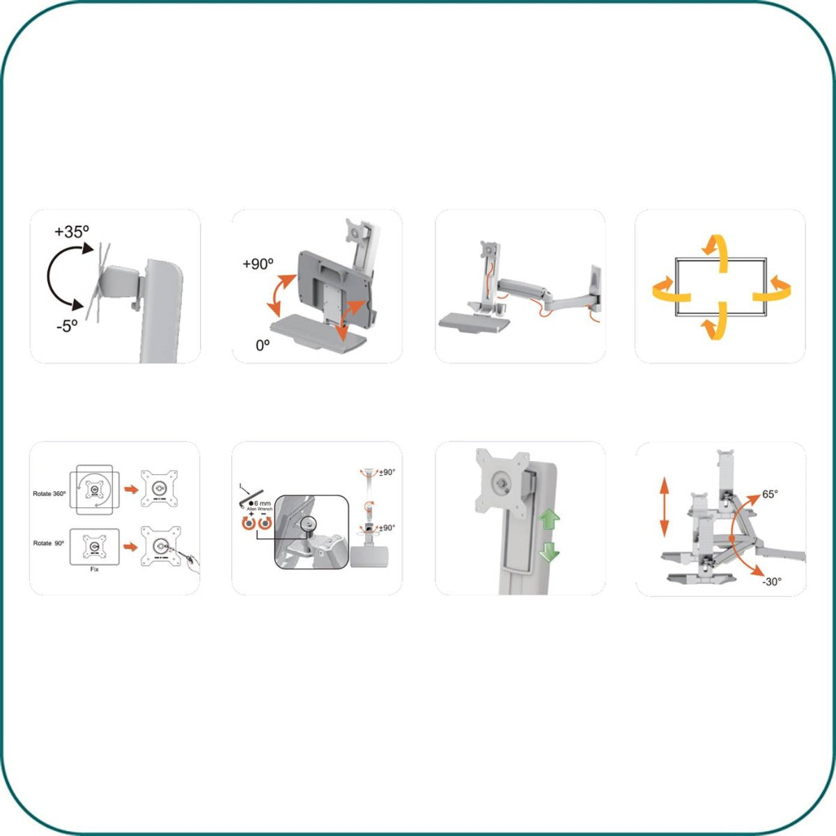 AAVARA WS742 CLAMP DUAL MONITOR WORKSTATION STAND