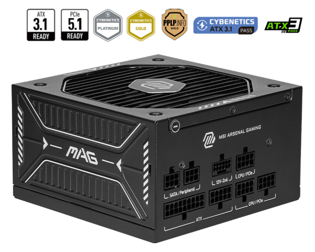 750W MSI MAG A750GLS PCIE5 POWER SUPPLY