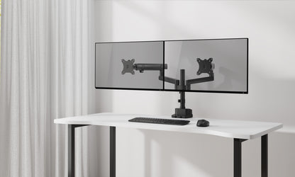 INFINITY Black Dual Screen Pole-Mounted Heavy-Duty Mechanical Spring Monitor Arm support 17”-40”, up to 12kg  - INF752-C024P