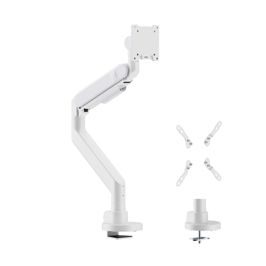 INFINITY WHITE Ergonomic and Style Heavy-Duty Gas Spring Single Monitor Arm support 24”-57”, up to 27kg  - INF753-C012
