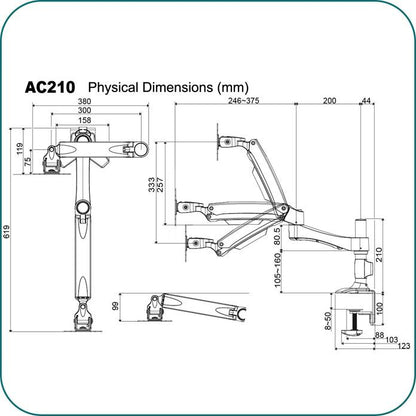 AAVARA AC210C CLAMP SINGLE FREE STYLE MONITOR STAND