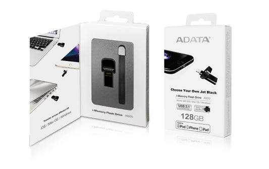 ADATA 64GB AI920 JET BLACK APPLE LIGHTNING OTG - AAI920-64G-CBK