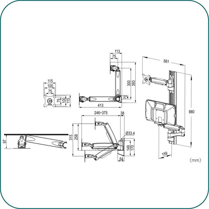 AAVARA W8812 SINGLE MONITOR & WORKSTATION COLUMN MOUNTING SOLUTION