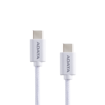 ADATA USB TYPE C TO TYPE C M-M CABLE WHITE support 100W, QC 3.0, PD 3.0 - CACC-100PN-WH
