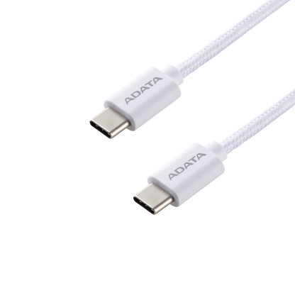 ADATA USB TYPE C TO TYPE C M-M CABLE WHITE support 100W, QC 3.0, PD 3.0 - CACC-100PN-WH