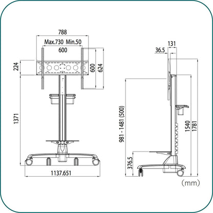 AV-CDT760 LARGE CONFERENCE DISPLAY TROLLEY CART.