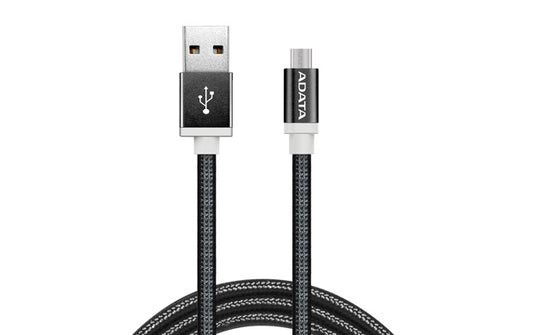 ADATA MicroUSB CABLE ALUMINIUM/KNIT BLACK - AMUCAL-100CMK-CBK