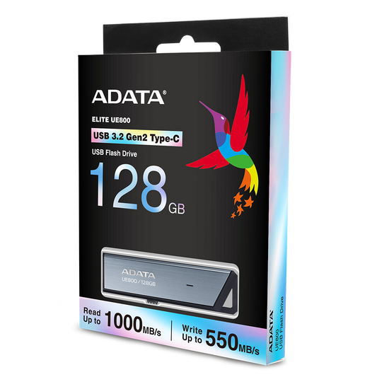 128GB ADATA UE800 USB3.2 (GEN2) TYPE-C FLASH DRIVE TITANIUM