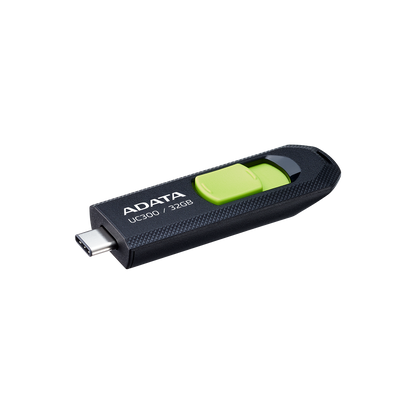 32GB ADATA UC300 USB3.2 (GEN1) TYPE-C FLASH DRIVE BLACK/GREEN